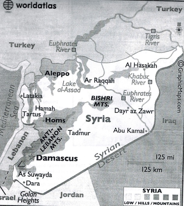 Present map of Syria