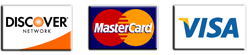 Visa, MasterCard, Discover cards are accepted
