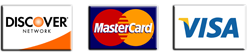 Visa, MasterCard, Discover cards are accepted